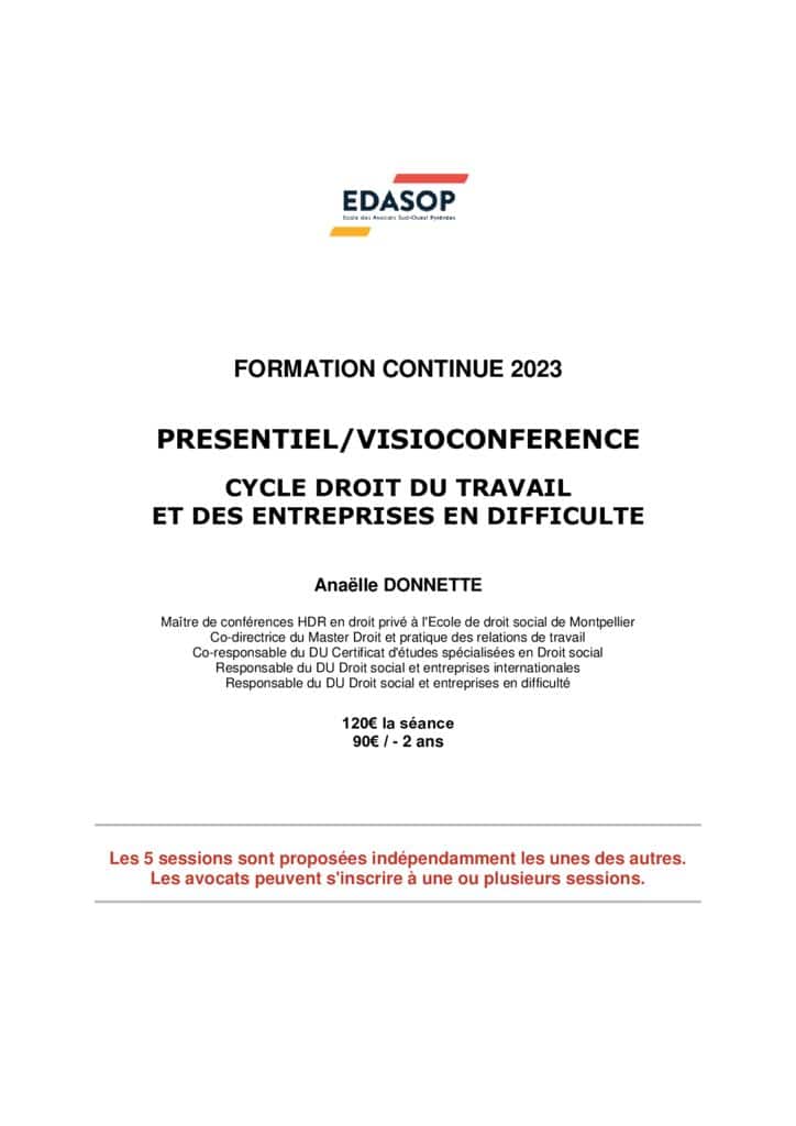 thumbnail of Flyer cycle droit du travail et des entreprises en difficulté pour le site